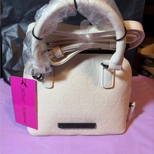 Betsey Johnson Cream Skull Embossed Shoulder Bag